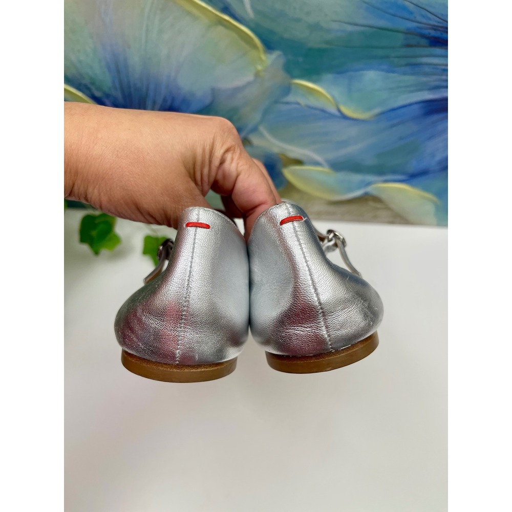 New AEYDE Cleo Pointed Toe Mary Jane Flat in Silver, Size EU 38.5/ US 8.5 - Picture 9 of 11